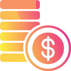 Fototapeta premium Smooth Dollar Symbol Icon With Stacked Coins Financial Vector Design