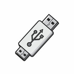 Illustration of a double-ended USB drive, showing both USB-A and USB-C connectors, with the USB symbol on the body.