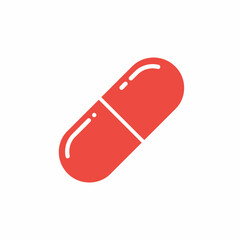 A single red capsule pill, shown on a white background, representing medication or healthcare.