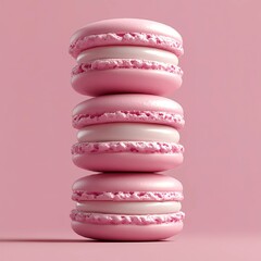 Pink macarons stacked with glossy finish