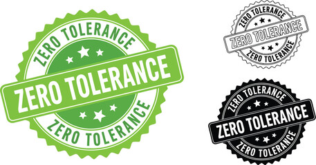 Zero tolerance policy stamp vector illustration for business and social justice concept design element