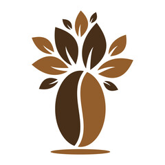 Coffee Bean and Leaf Logo. Eco Coffee Logo vector illustration.