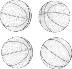vector sketch illustration of ball design in basketball game