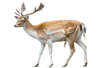 Majestic high‑resolution full‑body deer illustration isolated on transparent background png cutout ideal for wildlife branding, rustic decor, educational nature posters, and e‑commerce design projects