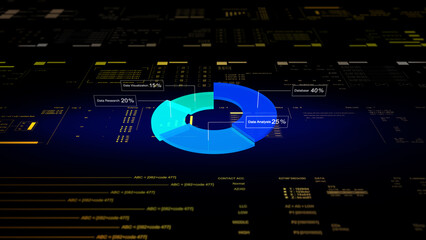 A glowing infographic background with business graphs - Pie Chart. Perfect for presenting data in a...