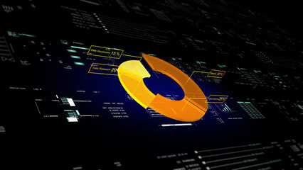 A glowing infographic background with business graphs - Pie Chart. Perfect for presenting data in a...