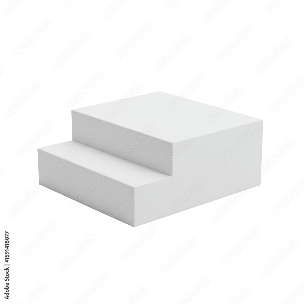Poster transparent minimalist geometric step platform with sharp contours, isolated on a seamless transpare
