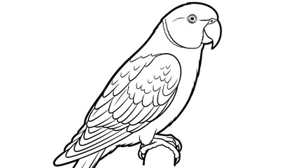 Fototapeta premium Intricate Curious Indian Ringneck Parrot Coloring Page Design for Mindful Adult Engagement