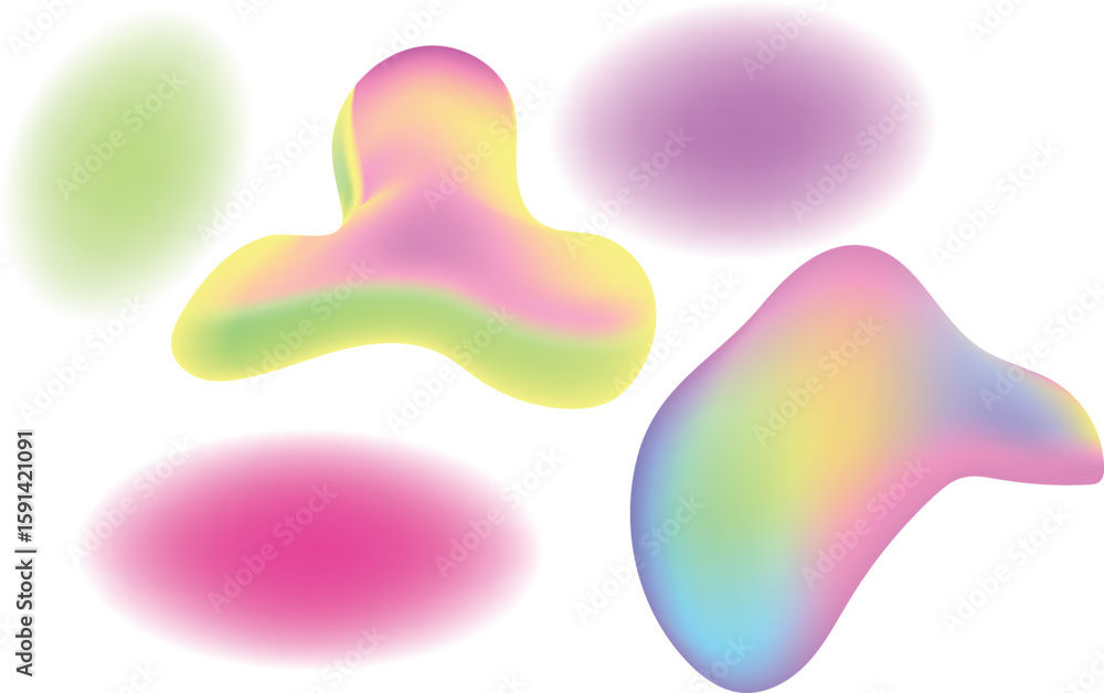 Aufkleber abstract blurry gradient mesh shape. colorful mesh fluid liquid element. soft light blob with aura g