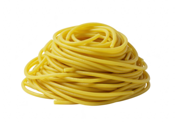 A pile of uncooked spaghetti noodles, ready for cooking, isolated on a transparent background