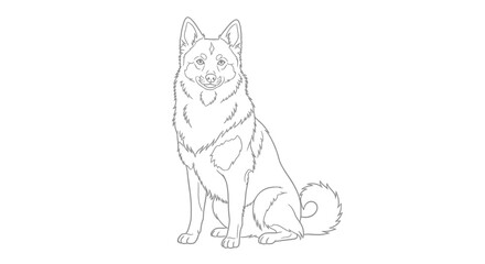 Cute Sitting Indian Spitz Dog Breed Detailed Coloring Page for Adult Pet Lovers