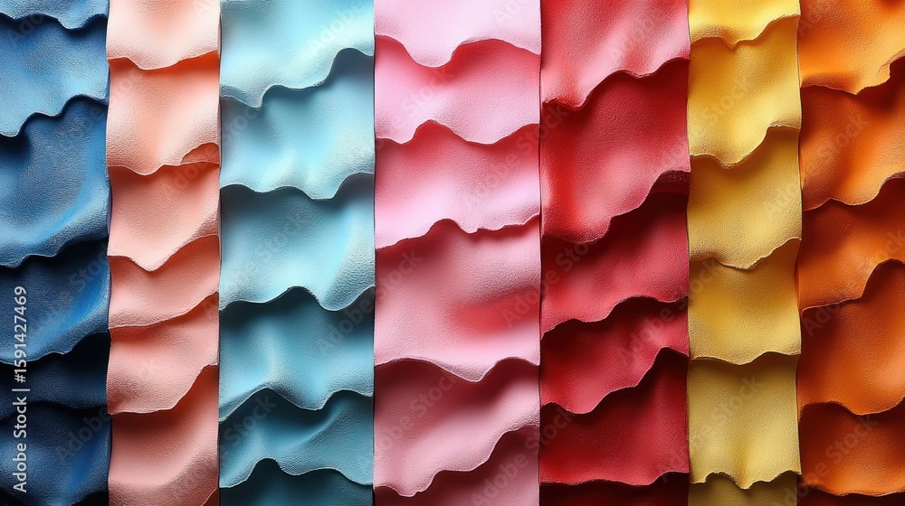 Poster abstract colorful fabric textures background with wavy folds and smooth surface