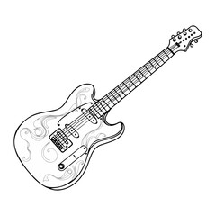 electric guitar line vector illustration isolated on white background ai generated