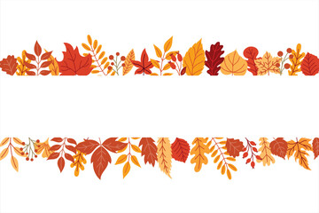 Vector horizontal banner with autumn leaves