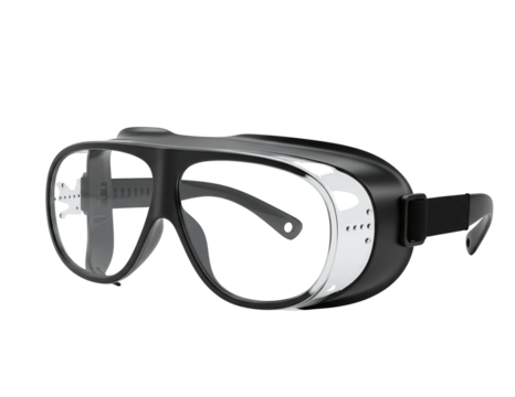 Vintage style black motorcycle goggles isolated on transparent background