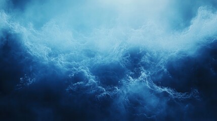 Dramatic blue sky with dense, swirling clouds.