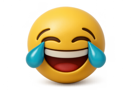 3d laughing emoji with happy tears, digitally rendered on transparent backdrop, perfect for graphic design projects - Powered by Adobe