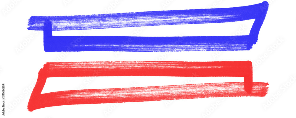 Poster bold red and blue grunge marker frame in a rectangular shape with hand-drawn texture for emphasizing