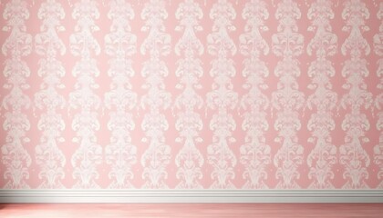 Soft pink wallpaper with a subtle damask pattern perfect for adding a touch of elegance to any room, background, decor