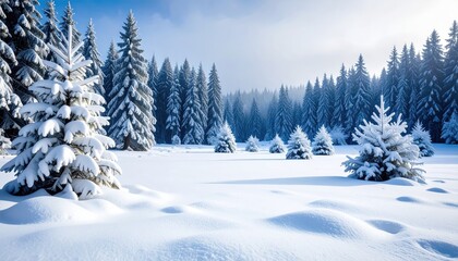 Fototapeta premium Snowy winter forest landscape