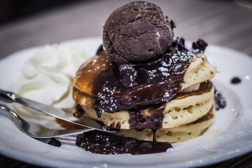 Decadent Chocolate Pancakes: A Sweet Stack of Indulgence.