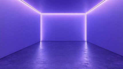 Empty purple room with neon lighting
