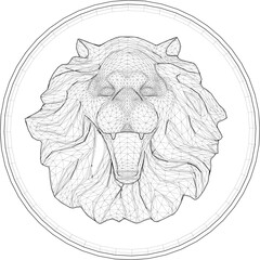 sketch vector illustration design statue sculpture lion head guardian unique ethnic traditional modern 