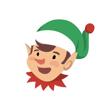 Cartoon Christmas Elf Head Illustration