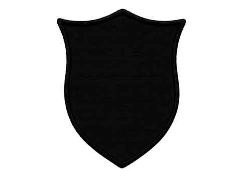Black shield emblem isolated on transparent background