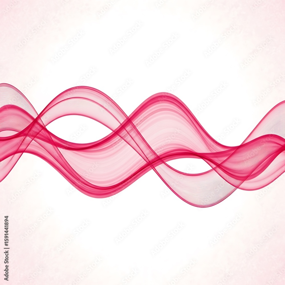 Poster dynamic abstract wavy lines in shades of pink, creating a soft and fluid visual.