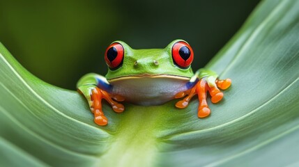 The rain forest gaze of the red-eyed tree frog