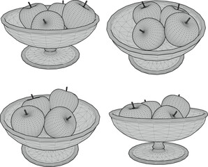 vector illustration of apple fruit food design in small fruit bowl for dessert 