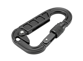 oval locking carabiner isolated on transparent background