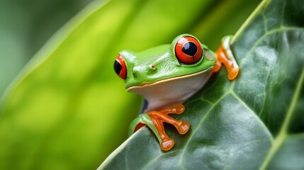 Naklejka premium The rain forest gaze of the red-eyed tree frog