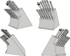 Vector illustration of Knife Block design set for chef cooking in the kitchen