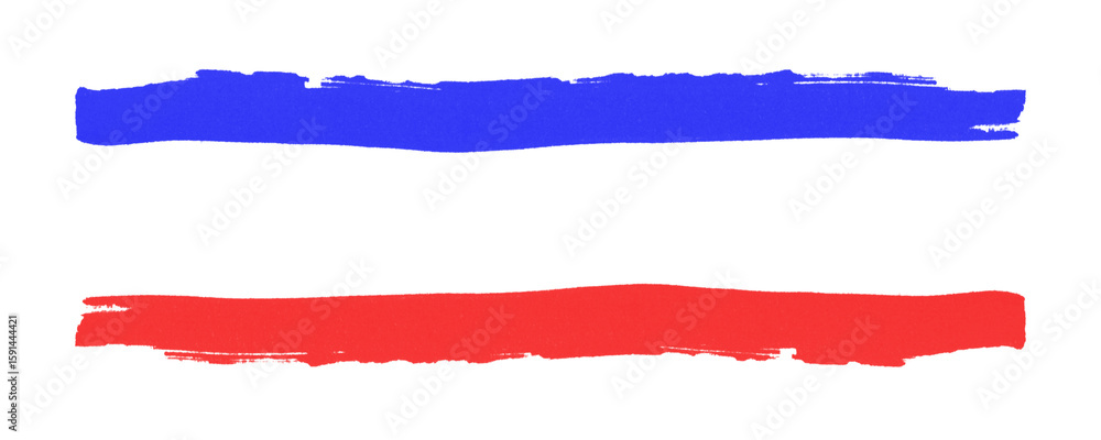 Poster doodle brush strokes in contrasting red and blue to add energy to design concepts isolated on a tran
