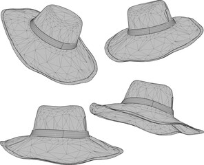 vector sketch illustration of a beautiful hat design with a wide brim for women