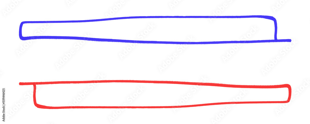 Fototapete Rectangle Border of Red and Blue Marker Pen Strokes Designed as Empty Frame or Highlighted Text Box for Creative Layout Use Isolated on a Transparent or White Background