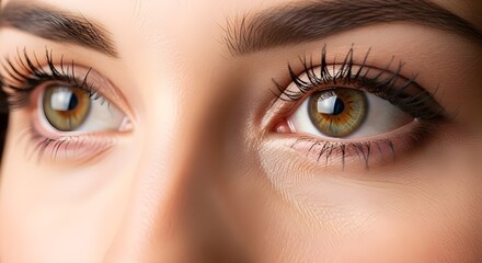 Fototapeta premium Close-up of beautiful hazel eyes with long eyelashes