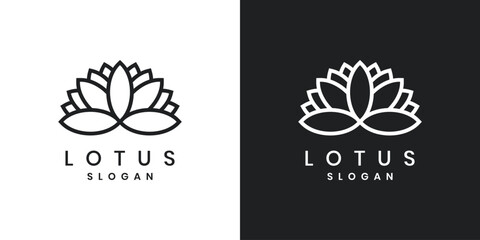 Elegant lotus flower logo design with minimal line art style