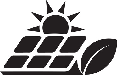 Solar Panel and Leaf Silhouette
