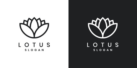 Elegant lotus flower logo design with minimal line art style