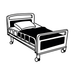 hospital bed line icon isolated on white background