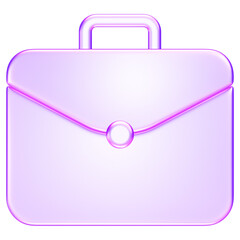 3D briefcase icon in transparent glass style, representing business, work, career, portfolio, or management in modern digital environment