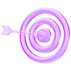 Naklejka na ściany i meble Minimal 3D icon of transparent glass style target with arrow, symbolizing accuracy, goal achievement, focus, and business objectives in modern digital context