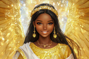 Beautiful black female angel front view