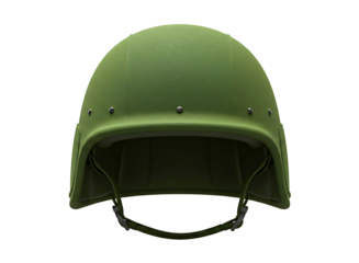Modern military tactical helmet with chin strap isolated on transparent background