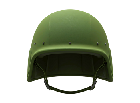 Modern military tactical helmet with chin strap isolated on transparent background