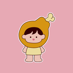 Cute cartoon girl sticker