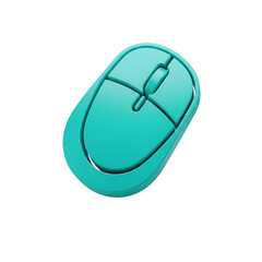 Modern teal computer mouse with scroll wheel isolated on white background